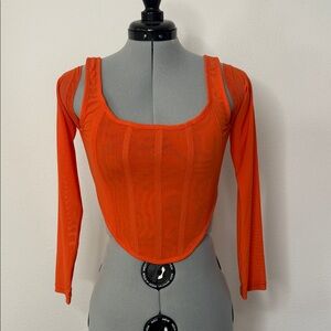 Long Sleeve Mesh Corset Top